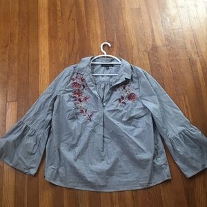 Flare Sleeved Women’s Plus Dress Shirt